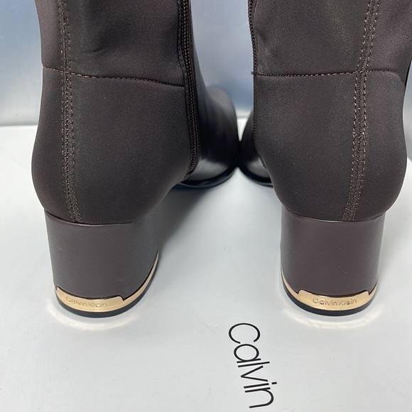 COPY - BNIB Calvin Klein Freda  Cow Lather Silk neoprene Brown Long Riding Boot… - Picture 5 of 11